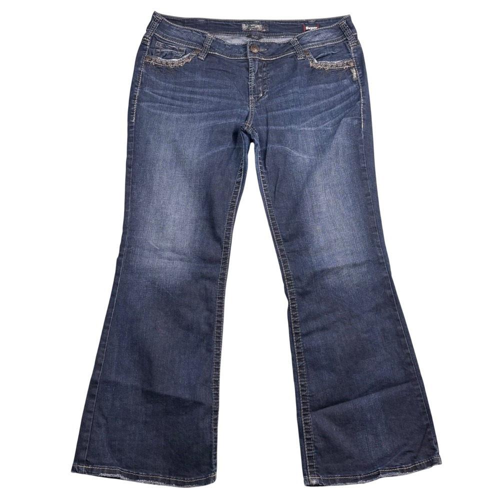 Silver Jeans Co Suki Mid Boot Blue Denim Super Stretch Jeans W36 L31 1001135